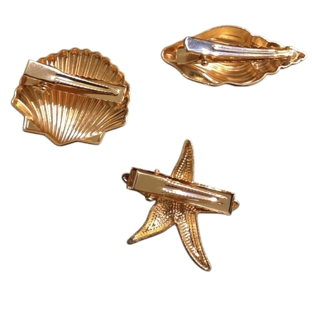 New! Ocean-Themed Shell Hair Clip Set • 3 Piece• NWOT